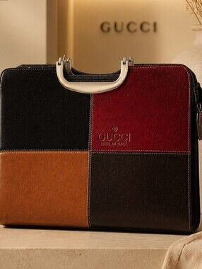 Gucci Patchwork Leather Satchel - Black, Red, Tan, Brown
